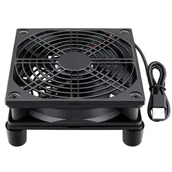 USB Powered Silent 120mm Cooling Fan with Protective Net and Mounting Screws (Black)