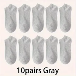 Pack of Unisex Breathable & Lightweight Ankle Socks - Comfort - Fit for Sports & Everyday Wear (Gray 10 Pairs)