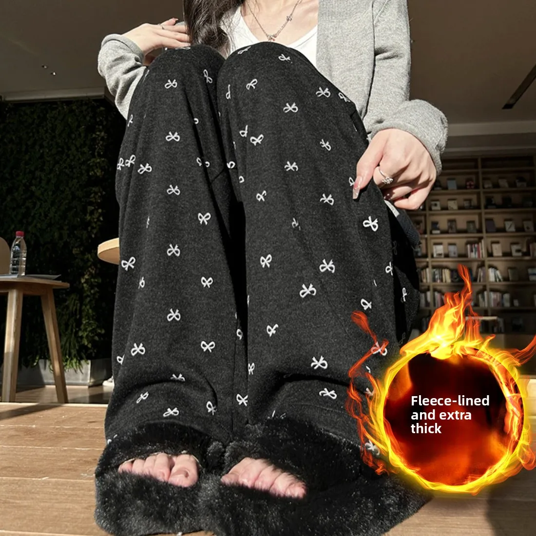 [fleece] [bow tie] black gray [long style] suitable for height 165-173cm