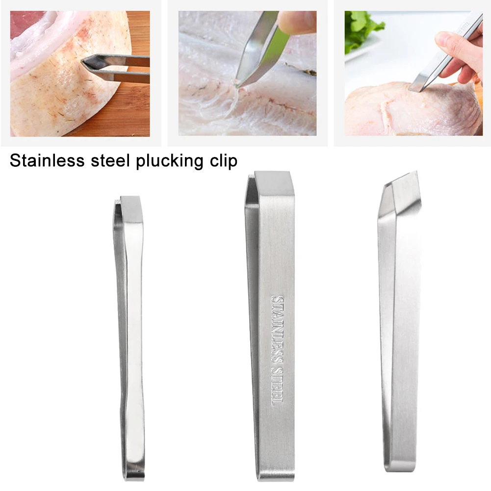 Newly 3pcs Fish Bone Tweezers Stainless Steel Flat And Slant Tweezers