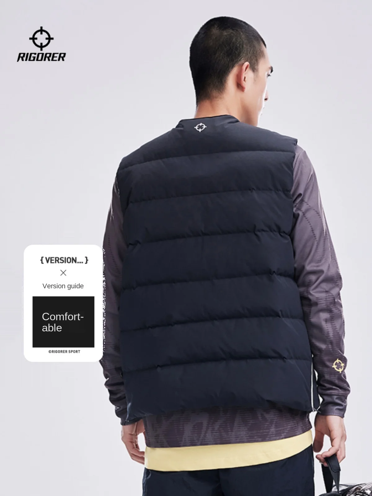 RIGORER Hooded Down Vest Thin Basketball Sports Side Split Winter White Duck Down Warm Coat Leisure And Warmth Clothes Jacket