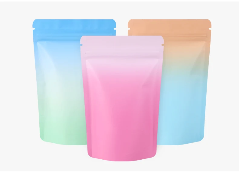 100 % matte Aluminiumfolie mit Farbverlauf, Stand-up-Kunststoffverpackung, selbstdichtende Beutel, Snacks, Kekse, Aufbewahrungsverpackung – Detail 7