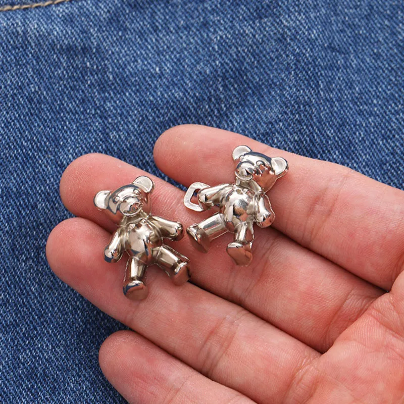 2pcs Adjustable Jean Buttons Pins Cute Bear Pants Button Pins No Sew And No  Tools Instant Pant Waist Tightener For Loose Jeans - Buttons - AliExpress