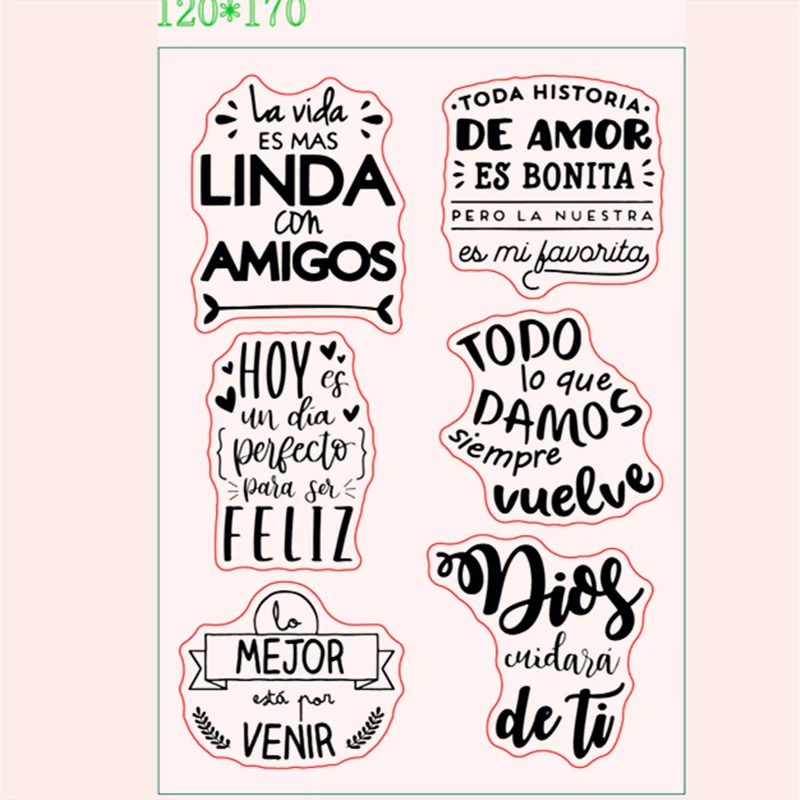 new spanish Spain common phrase word Clear Stamp Transparent Silicone