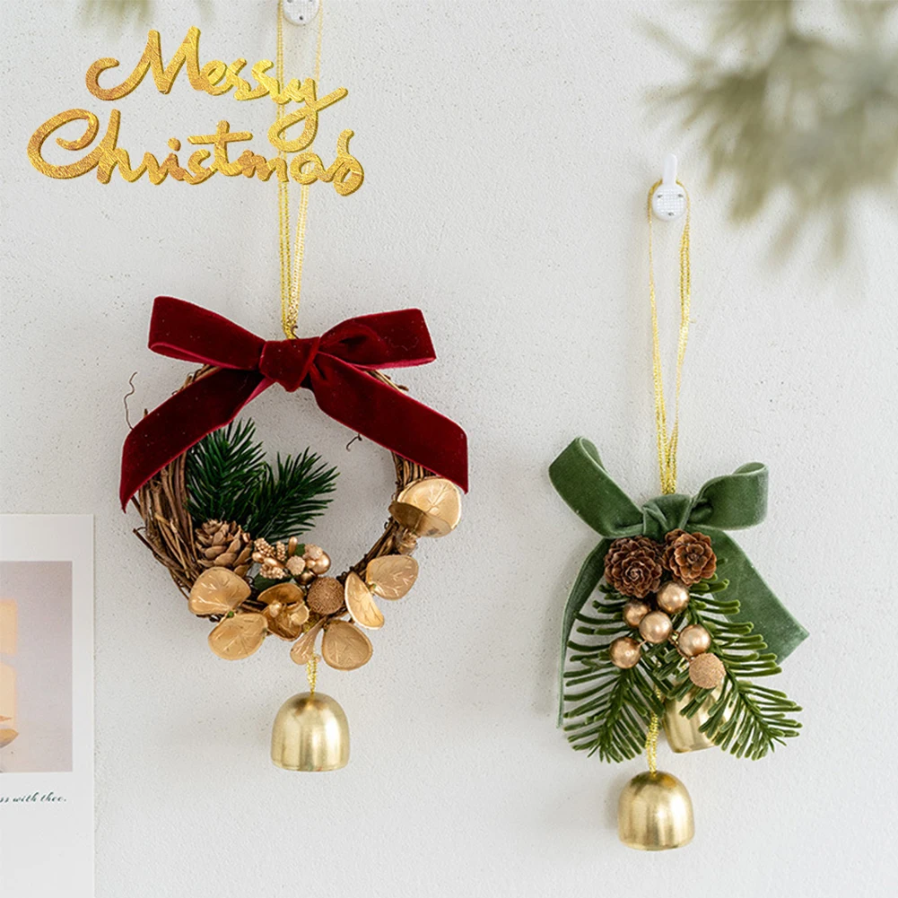 1Pc Creative Christmas Hanging Decorations for Xmas Tree 3D Christmas Bell Pendant Artificial Pine Hanging Decor