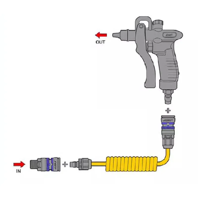 ESD workshop SMT Production Line Dust Removal Gun with T-805J PU Spring Hose Pipe JHG-2 PP Plastic Anti-Static Blowing Gun