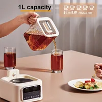 Mini-marmite de santé 1,2 L 110V/220V, bouilloire électrique en verre avec maintien au chaud automatique, théière à fleurs multifonction pour le bureau, pot à soupe et ragoût 1