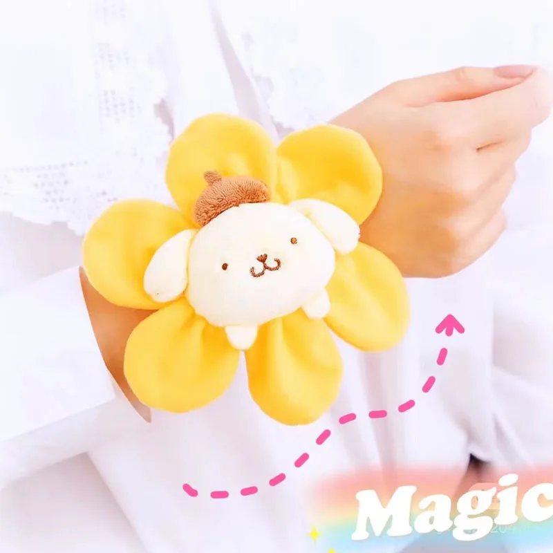 Kawai Anime Sanrios Melody Cinnamoroll Kuromi Sun Flower Plush Toy Pendant Bendable Flower Doll Toy Girls bouquet Gift