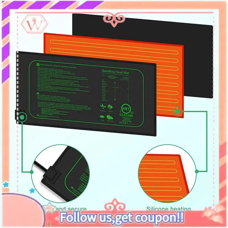 2 PCS Seedling Heat Mat For Seed Starting, 10 X 20.75Inch As Shown 21W Waterproof Heating Pad For Indoor Tray Plants US Plug