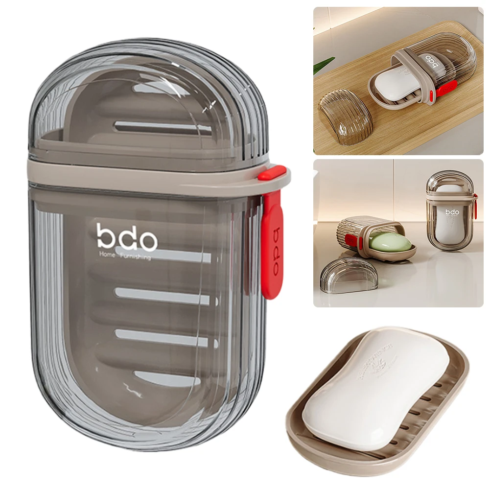 Travel Soap Container with Lid & Drain Sealed Soap Dishes Leak Proof Shower Soap Case for Shower Bath Traveling 2