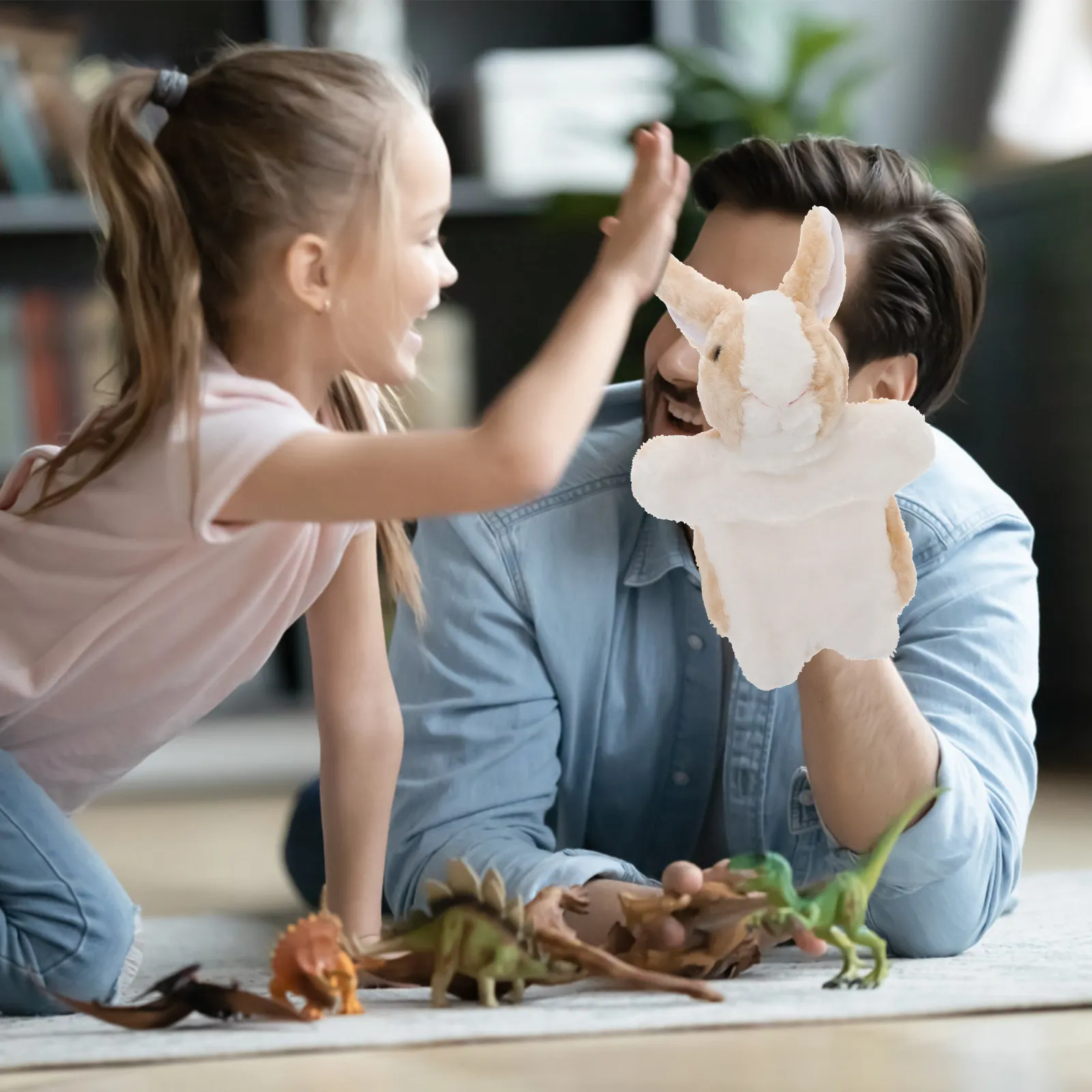 1Pcs 아이 토끼 손 인형 부드러운 동물 역할 놀이 이야기를 전하는 인형  조기 발달 창의력 상상력