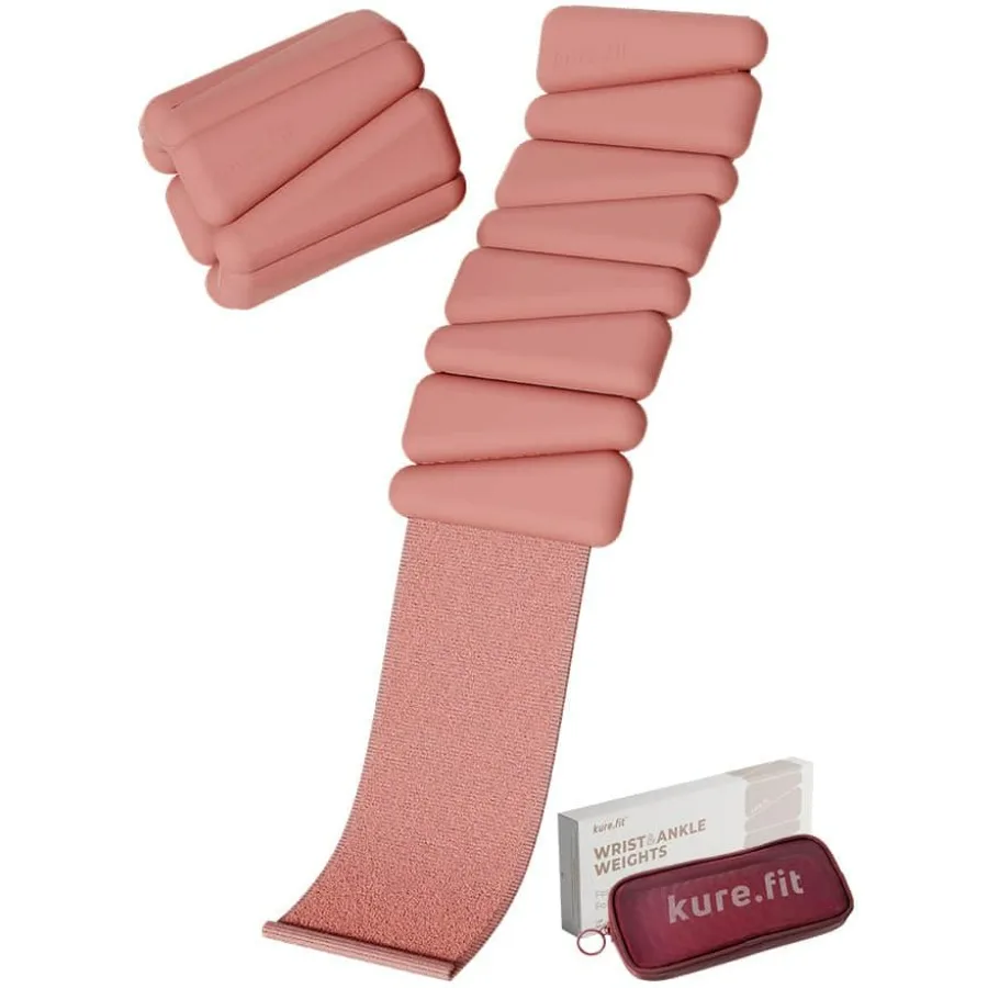 1lb Adjustable Wrist & Ankle Weights Set Bundle (Peach+Purple) - 2 Pairs