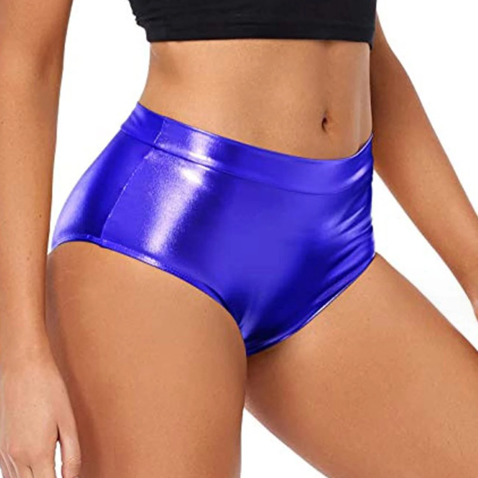 thumbnail image 1 of Braguitas brillantes para mujer, pantalones cortos, ropa de club para baile en barra, pantalones cortos metálicos para gimnasia, pantalones cortos para festivales de música, fiestas rave, 1 of 5