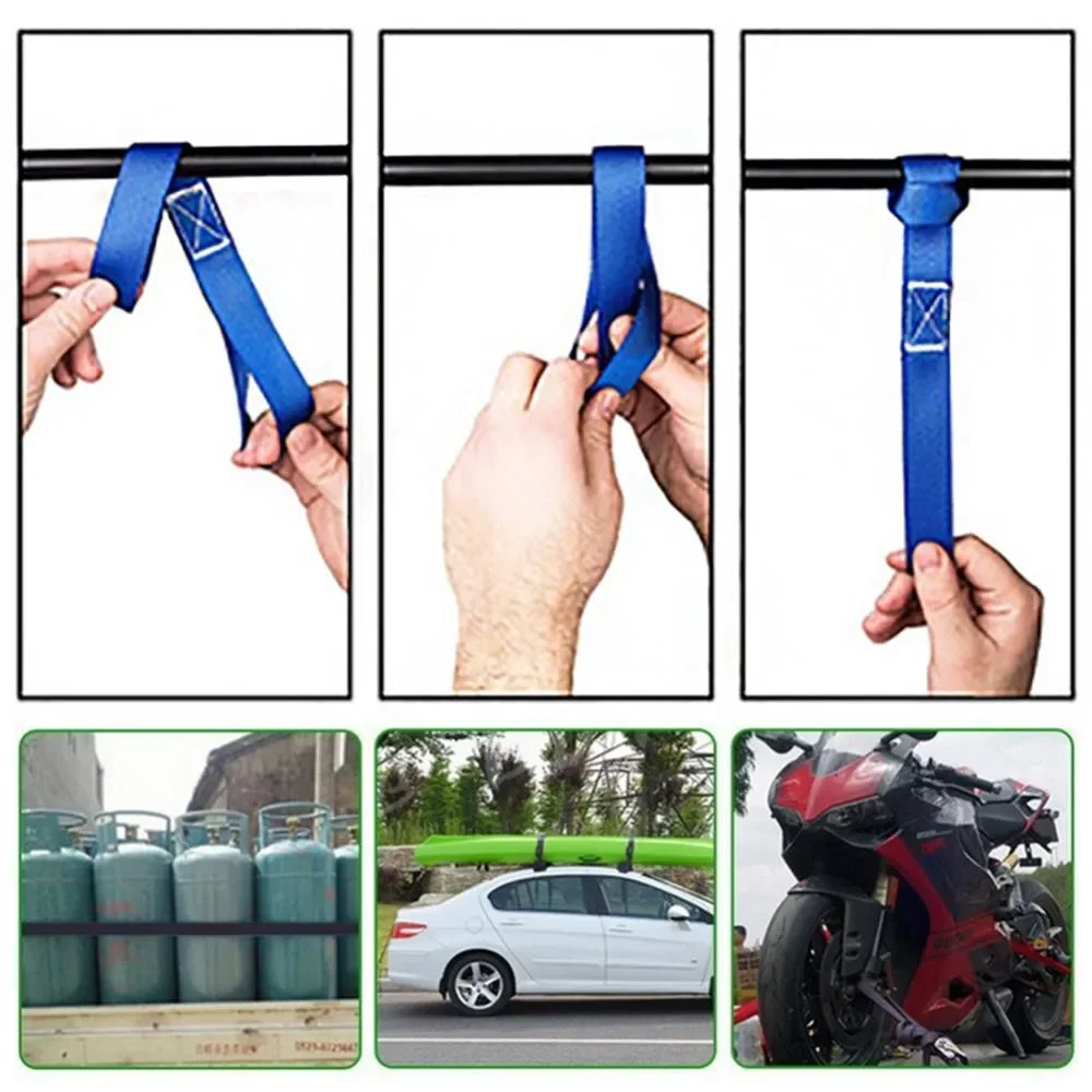 2PCS Car Motorcycle Packing Tie Downs Loop Strap Trunk Cargo Luggage Fixed Durable Mutipurpose Nylon Soft Straps Universal