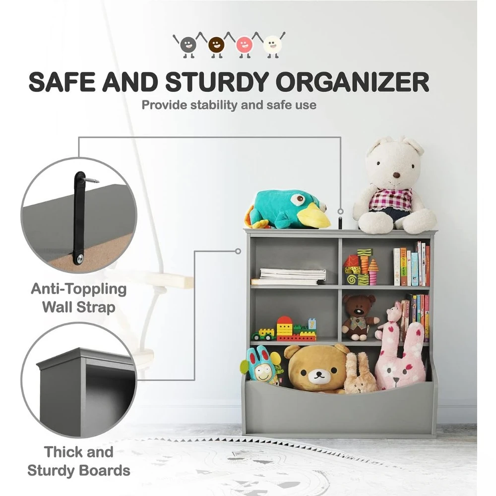 Kids'Toy Storage Organizer,Open Storage Cubby, Multifunctional Book Cabinet/ Shelf for Nursery,Playroom,Closet,Home Toy Bookcase 4