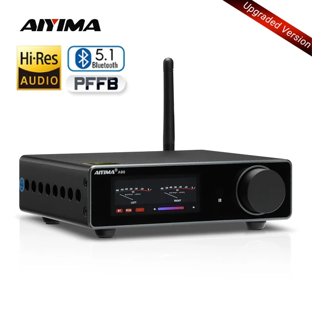 AIYIMA A80 TPA3255 DAC Bluetooth PFFB Stereo Power Amplifier 300Wx2 Class D 2.0 HiRes Digital Amp with RCA TRS OPT COA USB Input
