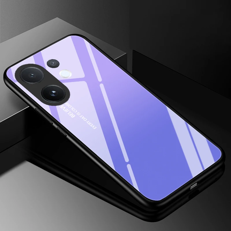 Luxury Tempered Glass Phone Case with Hard PC Bumper
