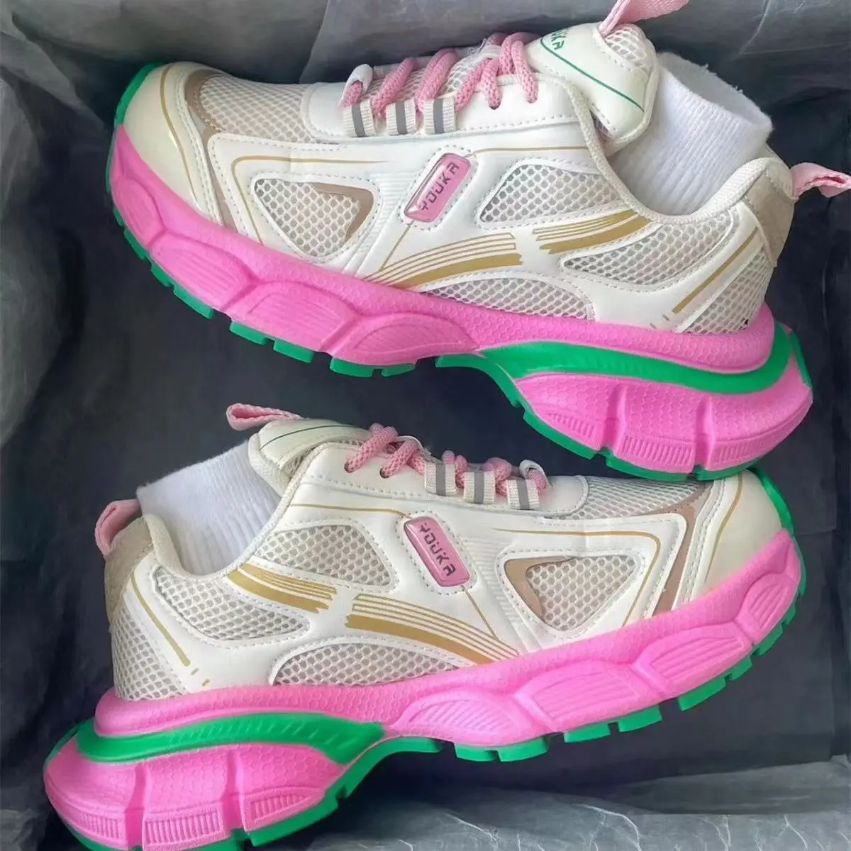 

Summer New Breathable Increased Casual Sports Shoes Women's Wave Versatile Mesh Thick Sole Shoes Women's Shoes