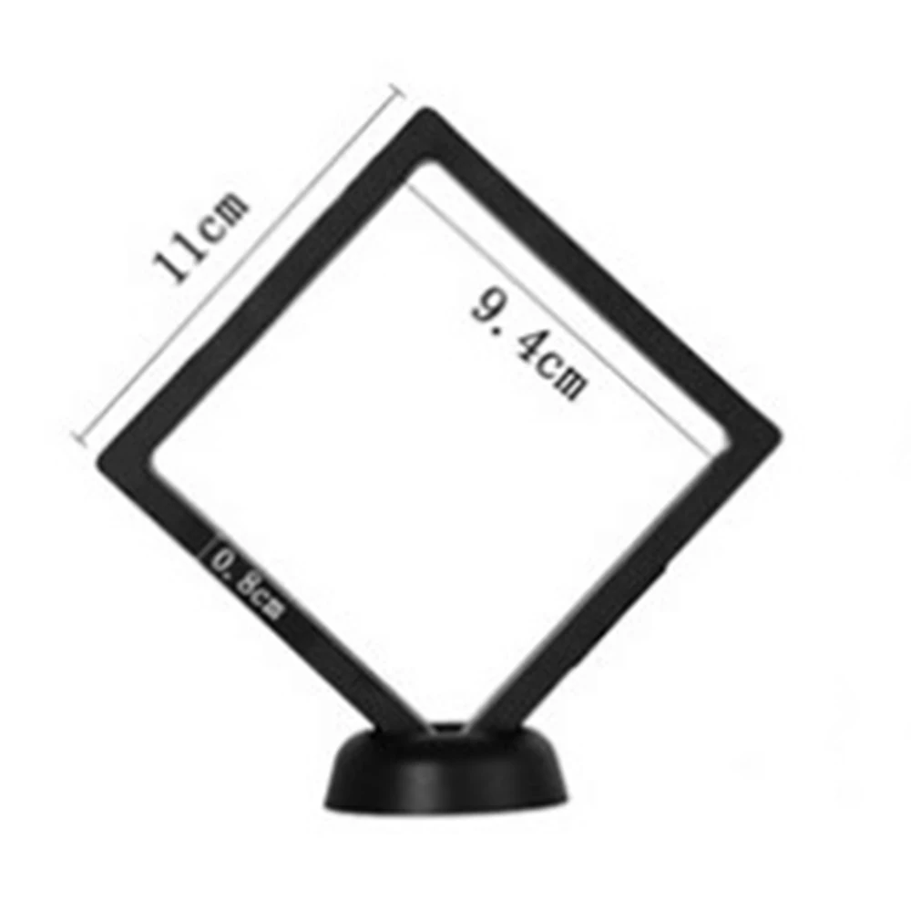 Square 11cm 3D Floating Ring Jewelry Display Box Diamond Storage Case Gems Organizer Bracelet Earrings Badge Packaging Gift Box