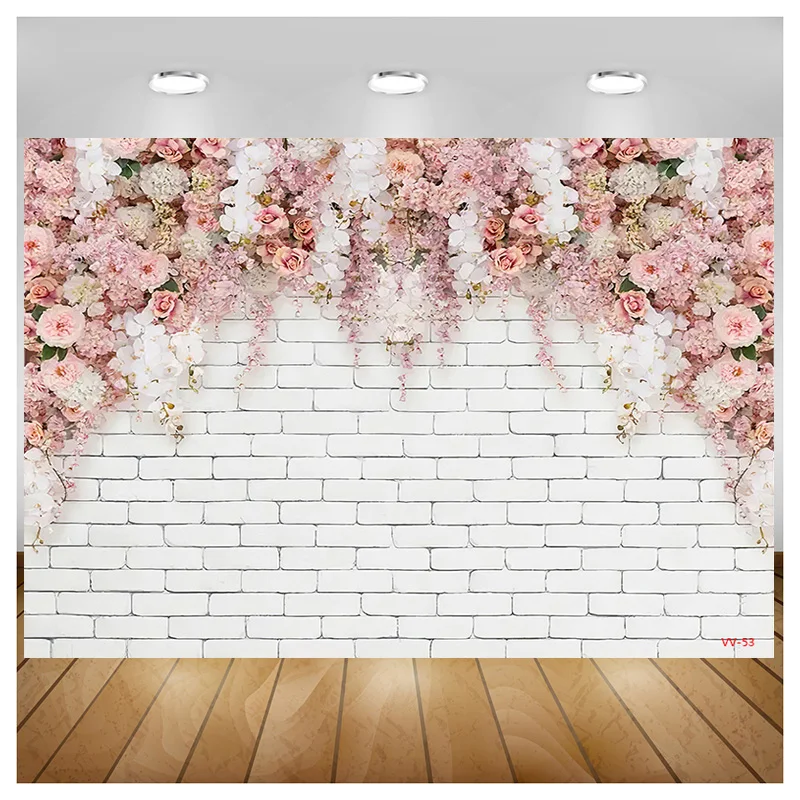 

SHENGYONGBAO Brick Wall Red Heart Valentine's Day Photography Backdrops Props Romantic Love Wooden Photo Studio Background RQ-13