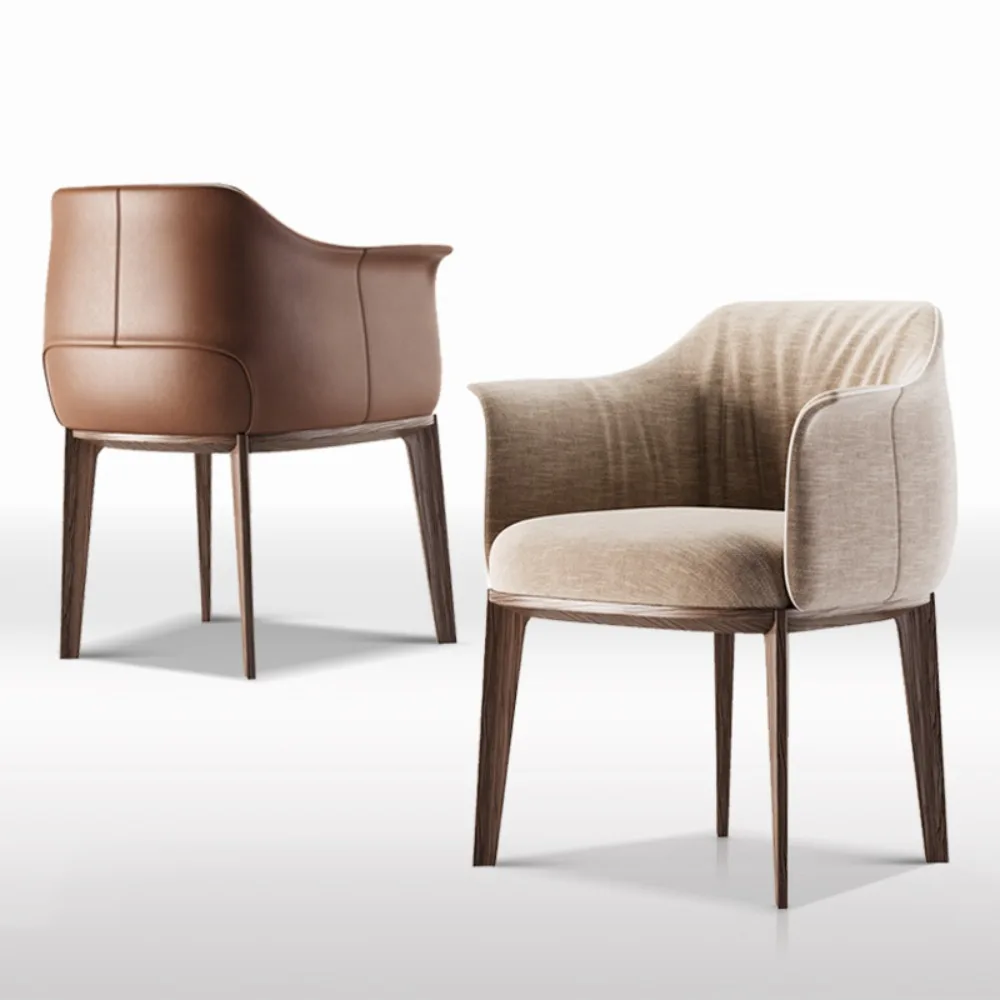 

Italian leather dining chair modern minimalist backrest luxury designer Hotel sales office to discuss chairs leisure chairs home