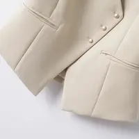 Solid Color Short Vest Women's Spring & Fall Fashion V Neck Diagonal Button Versatile Workplace Elegant Vest Jacket Top - Image 6