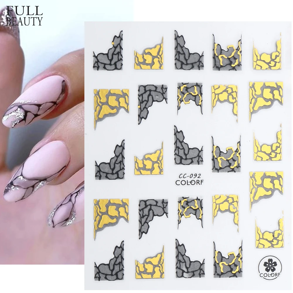 Black White Stylish Nails Sliders Wave French Line 3D Stickers Halloween Winter Nail Decoration Self-Adhesive Decals CHCC-092