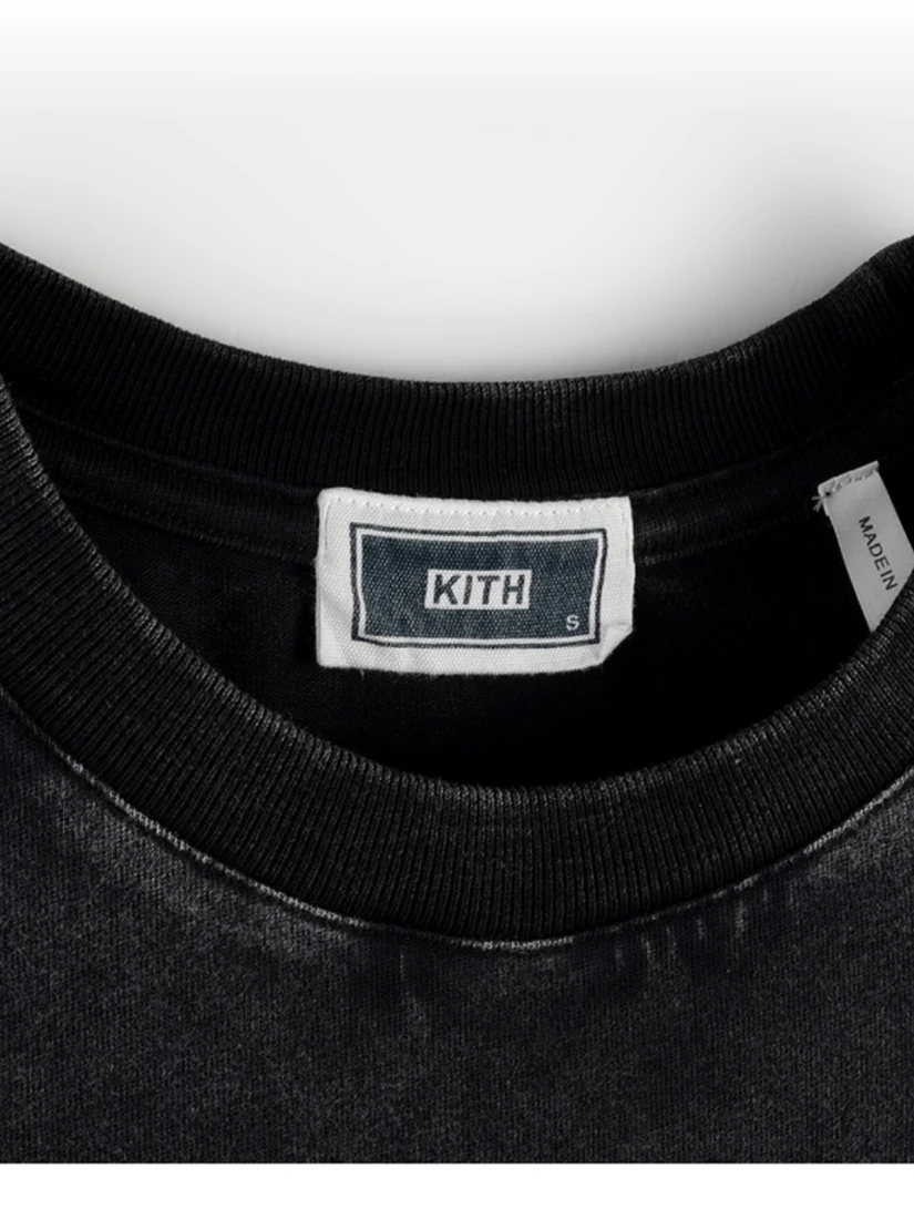 Retro Waed KITH Small Logo T-irt Loose ex ort Sve Cotton Tee Letter Print Vintage Sle Casual Summer Top