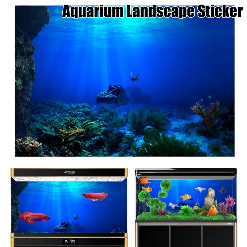 3D Effect Underwater Sunlight Rays Cave Aquarium Background Sticker aquarium sticker fish tank decorations aquarium ornaments fish tank ornaments fish tank backdrop Selfadhesive Fish Tank Backdrop Decorations
