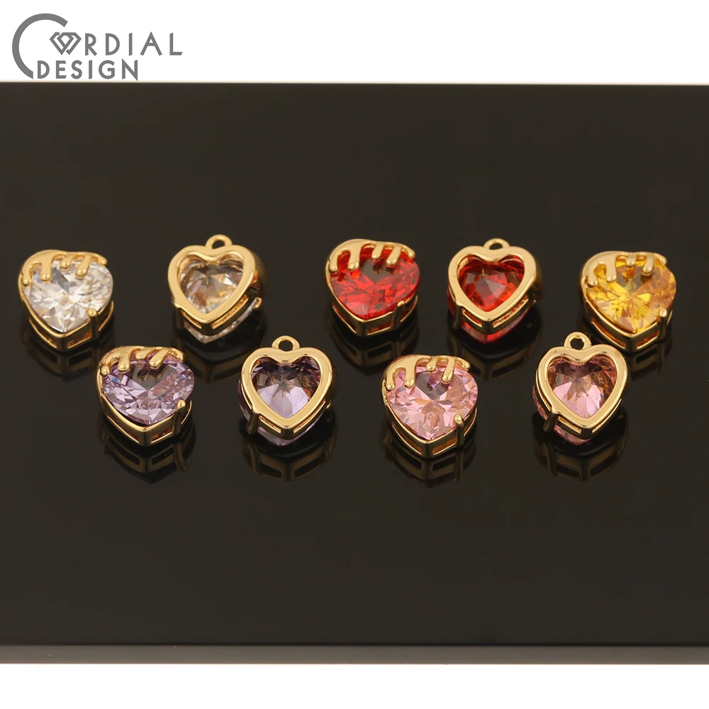 Cordial Design 20Pcs 11*12MM Jewelry Accessories/Hand Made/Heart Shape/CZ Charms/Pendant/Genuine Gold Plating/Jewelry Findings 5 Cordial Design 20Pcs 11*12MM Jewelry Accessories/Hand Made/Heart Shape/CZ Charms/Pendant/Genuine Gold Plating/Jewelry Findings - cordial
