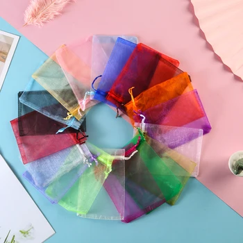 10Pcs Organza Jewelry Packaging Gift bag Wedding Party Goodie Packing Favors Pouches Drawable Bags Present Sweets Pouches 1