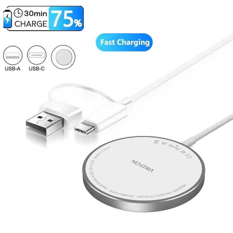 รูปสินค้า แท่นชาร์จไร้สาย USB-C 2 พอร์ต ชาร์จเร็วสำหรับ iPhone 17/16/15 Pro Max