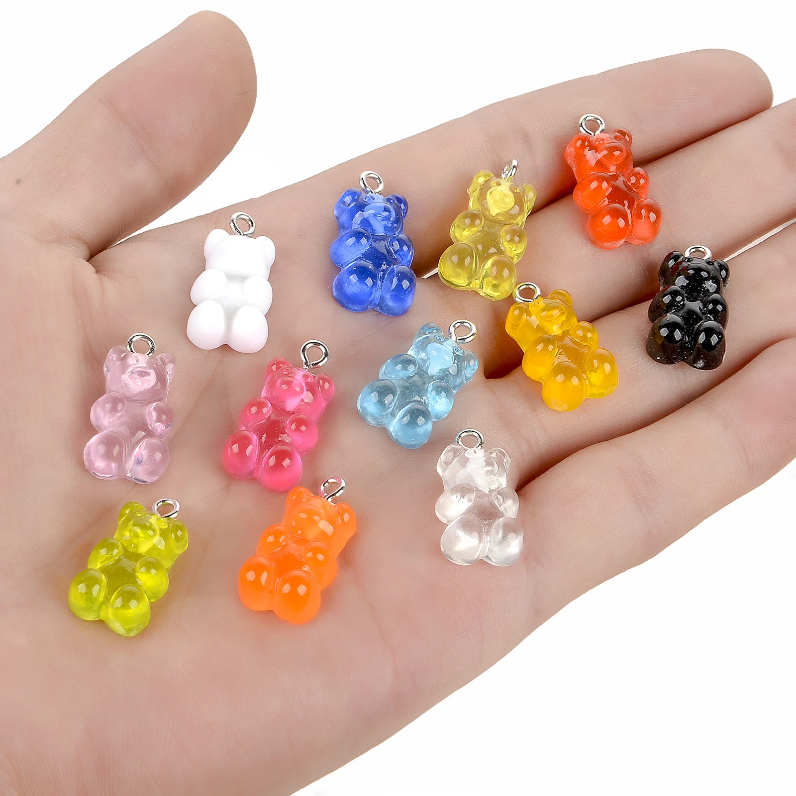 10Pcs Colorful Gummy Bear Pendant Charms for Necklace Bracelet Diy
