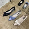 Bow Pointed Single Shoes Women's Flat Ballet Women's Shoes Spring 2022 New Versatile Soft Sole Bridesmaid Shoes Large Size 46 3