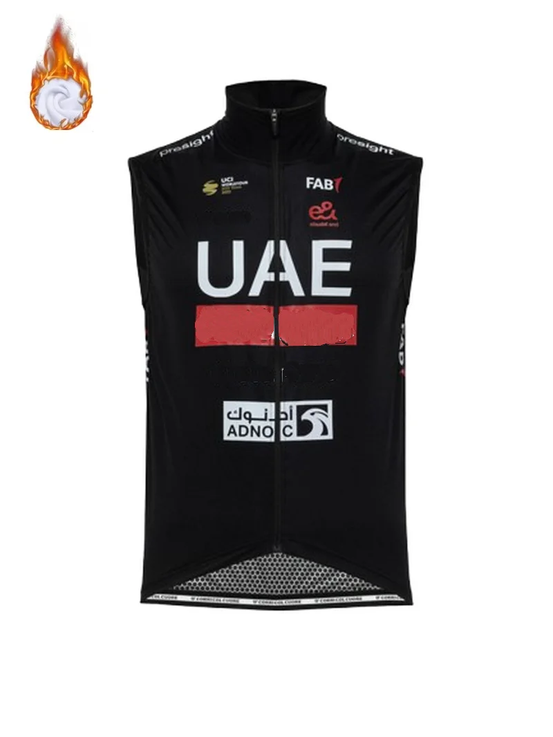 WINTER FLEECE THERMAL 2024 UAE TEAM BLACK Sleeveless Cycling Vest Mtb Clothing Bicycle Maillot Ciclismo Bike Clothes