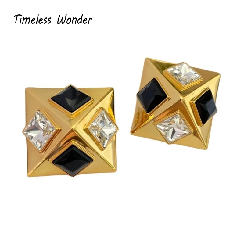 

Timeless Wonder Fancy Crystal Geo Pyramid Clip on Earrings for Women Designer Jewelry Luxury Runway Gift Top Trendy 3300