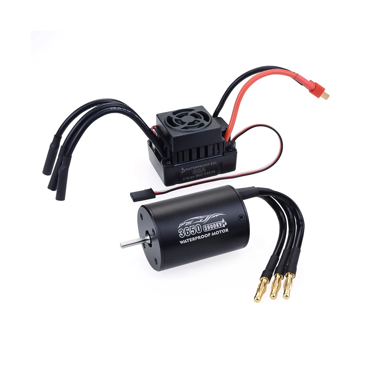 

SURPASS HOBBY 3650+60A Brushless Motor All Black Waterproof Suit Rc Brushless Motor Accessories for 1/10 Cars