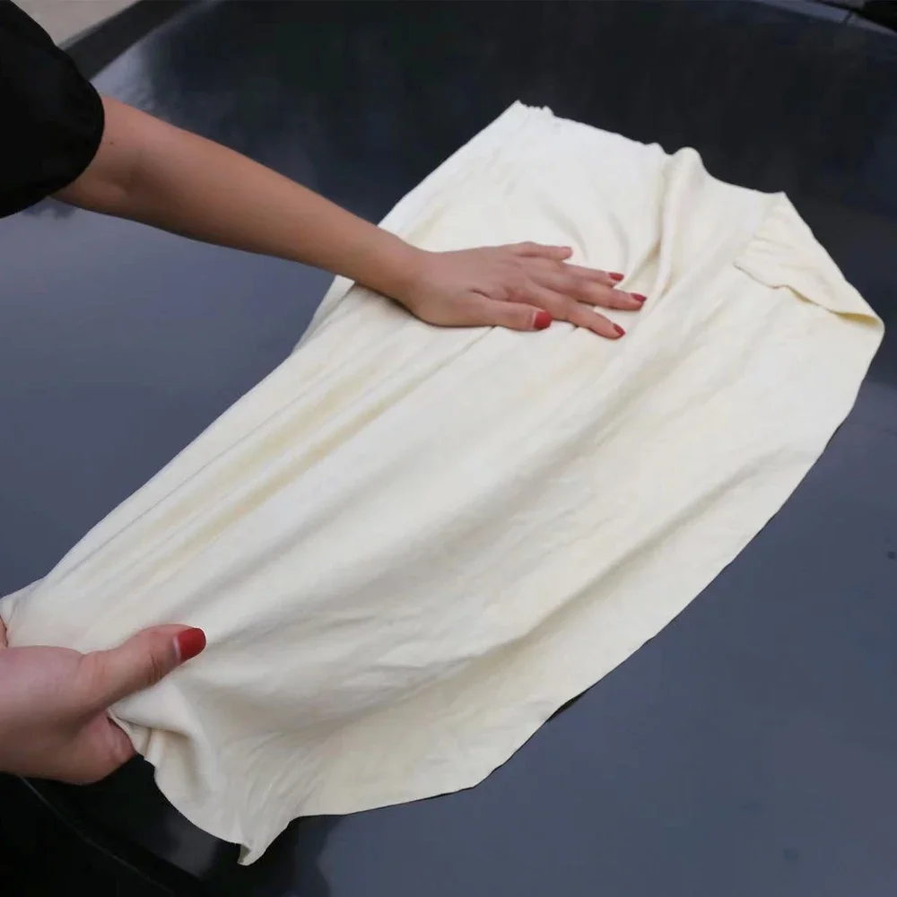 Suede Car Towel Natural Chamois Car Care Cleaning Cloth Genuine Sheepskin Wash Rag Ultra Absorbent Quick Dry Towels For Car Wash Accessori
