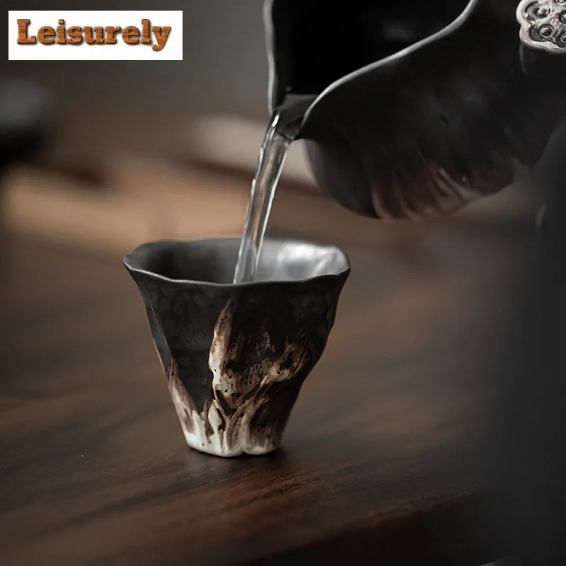2pc/lot Japanese Lotus Rhyme Coarse Pottery Teacup Tea Bowl Mug Tea-tasting Personal Cup Jianzhan Master Cups Drinkware 50ml