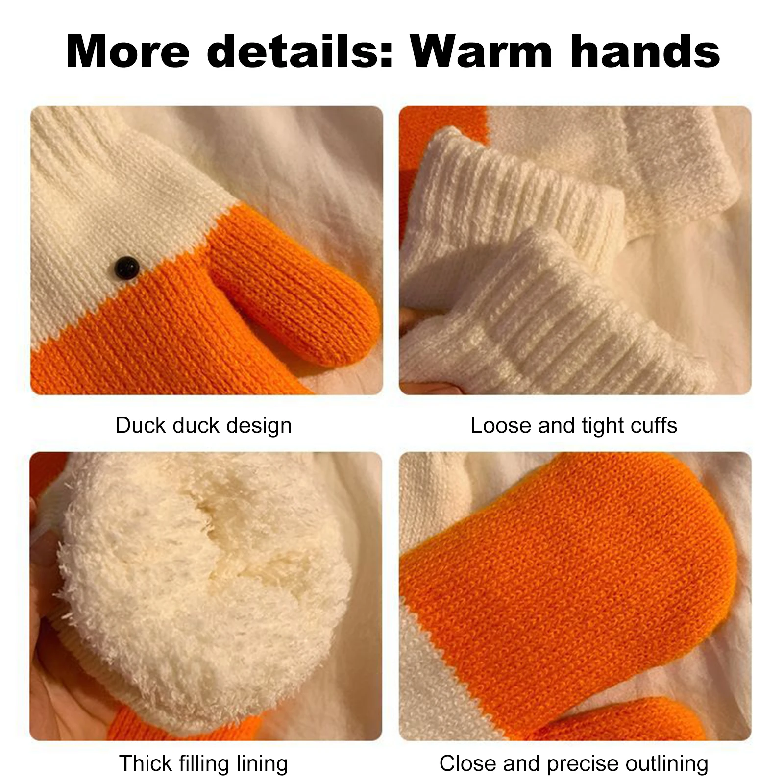 Christmas and New Year Cozy Funny Duck Cold-Proof Full Finger Animal Warm Mittens for Autumn and Winter Gift for Women Men