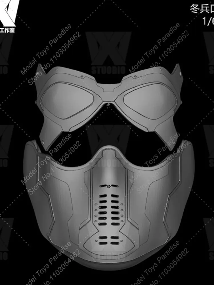 1/6 남성 군인 버키 반스 마스크, 어벤져스 안티 히어로 겨울 군인 마스크 안경, 12 인치 액션 피규어, 소장 완구에 적합