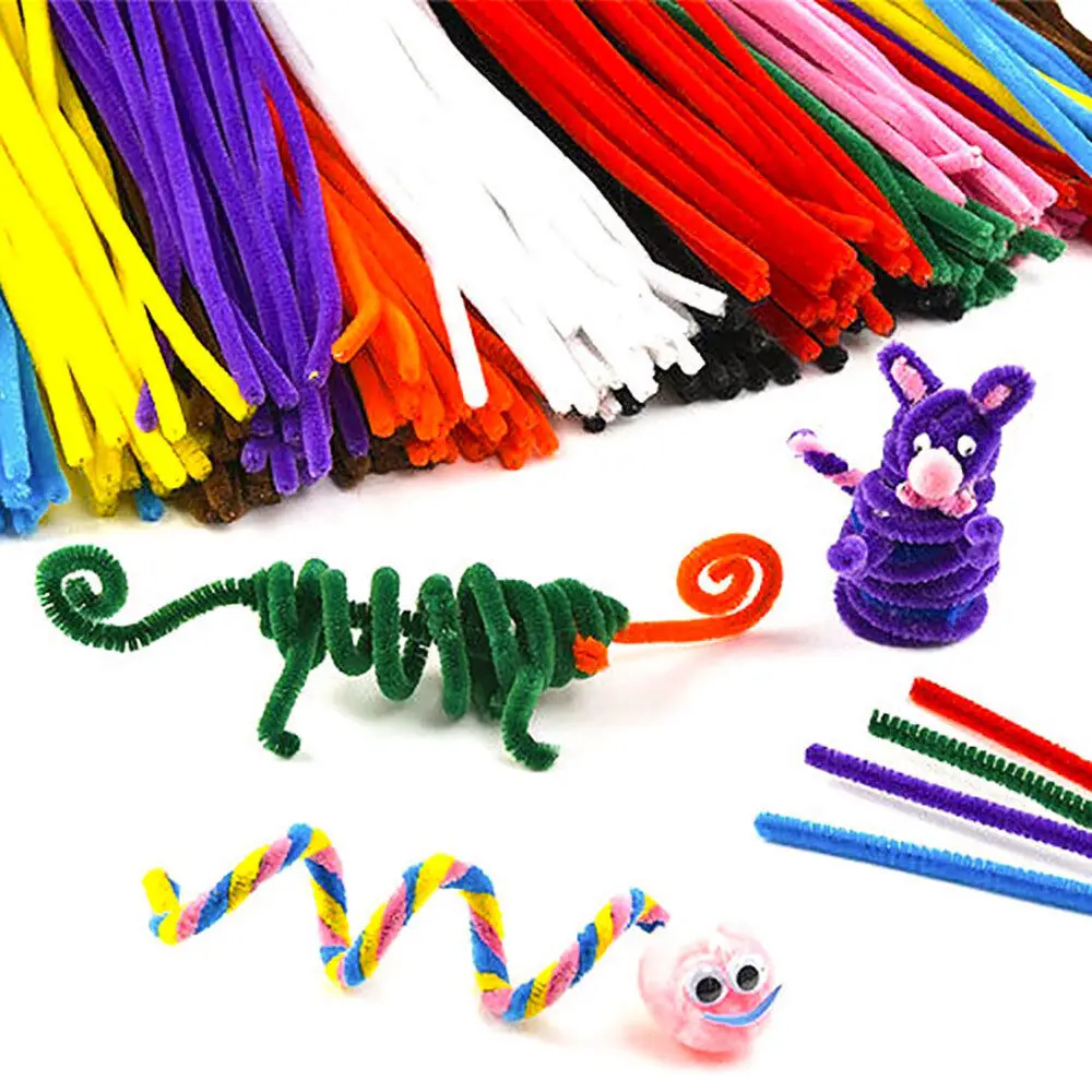Mixed Color Plush Glitter Chenille Cleaners Wired Stems Pipe Plush Sticks Kids DIY Handmade Decor Creative Crafts Toy Accessoriy