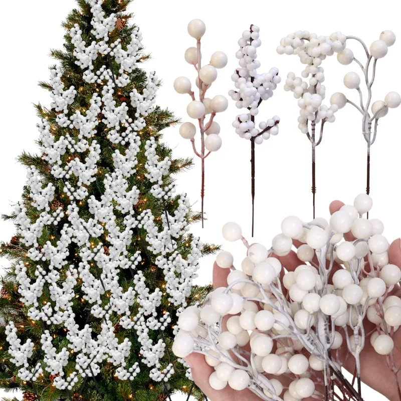 Description Picture 3 of item40/4PCS Artificial White Berries Stems Christmas Berry Branches Fake Fruit Flowers DIY Wedding Party New Year Home Decorations