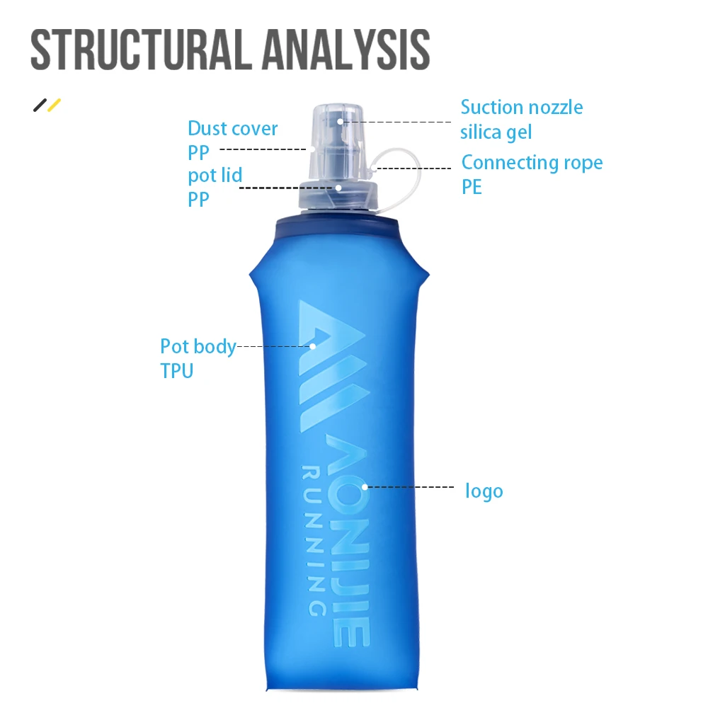 AONIJIE SD31 250ml / 500ml Soft Flask Collapsible Foldable TPU Water Bottles for Outdoor Sports Hydration Running Hiking Cycling sports water bottle,sports water bag