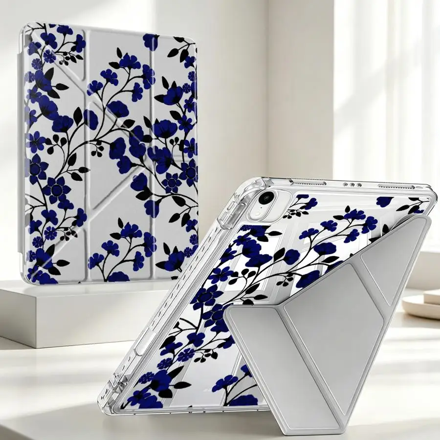 Creative Black and Blue Tablet Case with Pen Slot Cover