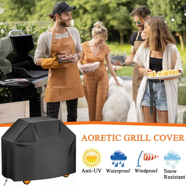 Bbq Grill Barbeque Cover Porvizálló Vízálló, Nagy Teherbírású Charbroil Fedél Szabadtéri Esővédő 3 Méret - Image 2