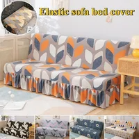 Simple Stretch Armless Sofa Bed Cover All-inclusive Foldable Sofa Cover with Skirt Armless Sofa Cover Funda De Sofá Sin Brazos 1