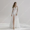Pure White V-Neck Women Wedding Dresses A-Line Bridal Gowns Modern Bright Lace Print Mopping Length Vestidos De Novia Customized 1