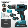 Taladro de impacto eléctrico YOFIDRA 3 en 1, 25+3 de torque, portátil, inalámbrico.