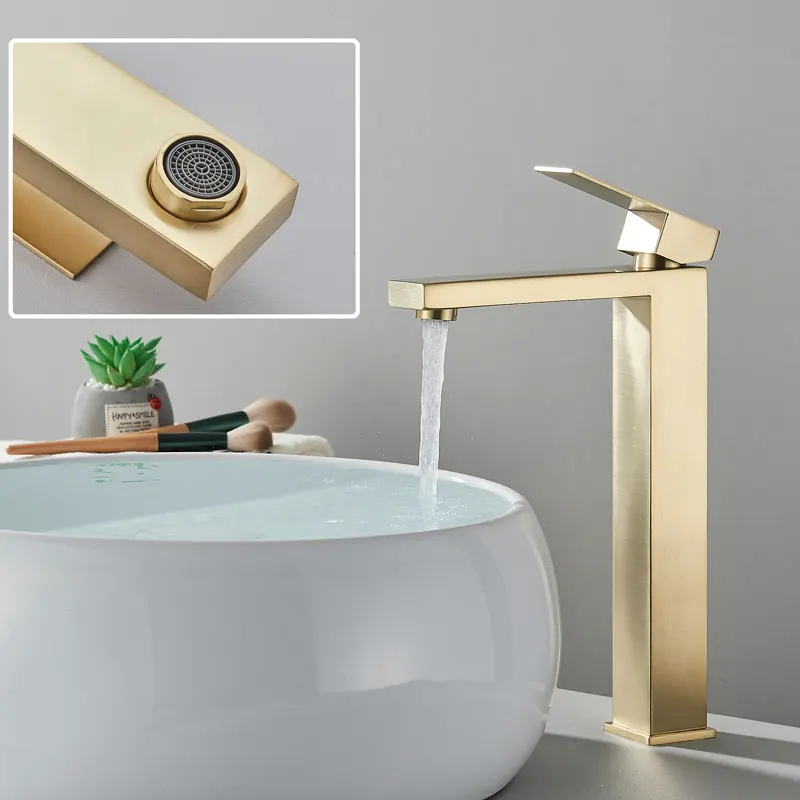 Robinet de lavabo doré monté sur le pont, largement utilisé dans la salle  de bains en laiton mitigeur de lavabo à double poignée eau froide et chaude  grue evier - AliExpress